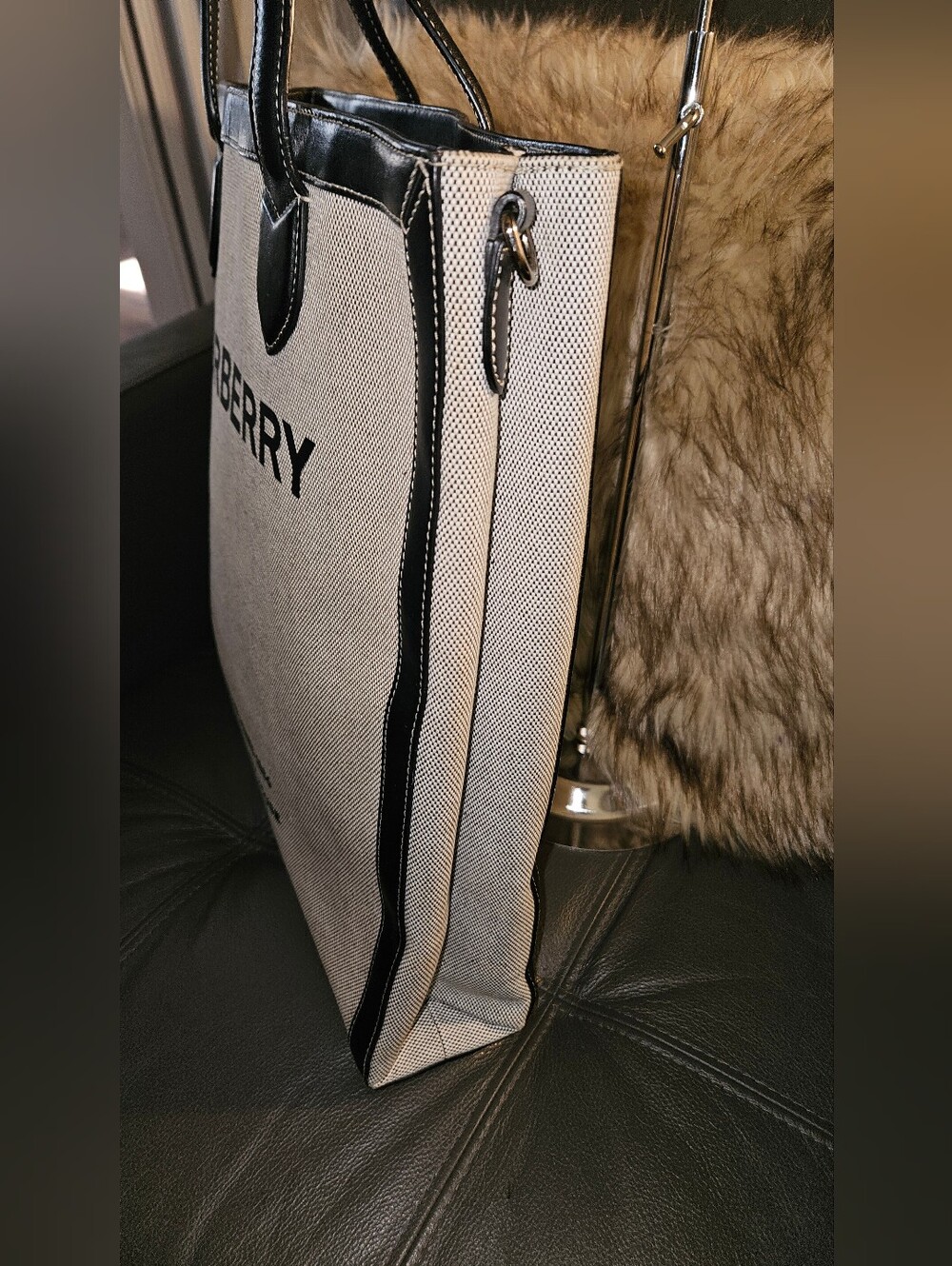 Burberry Canvas Tote with Black Trim - Picture 7 of 11